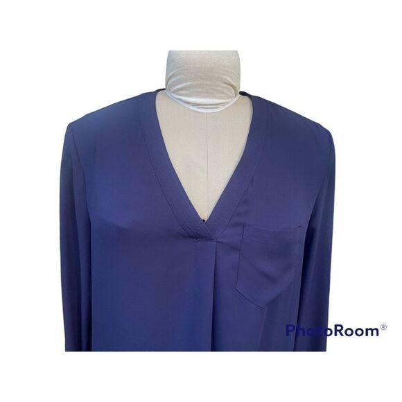 Lord & Taylor Tunic Navy Blue V-Neck Long Sleeves Sz. M Flattering S - Picture 5 of 8